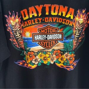 Vntg Harley Davidson 90’s Daytona Tropical Tiki Black Biker T Shirt Men's XL